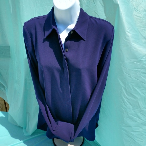NWT Theory Women's Size Petite Stormy Navy Blouse - Picture 3 of 7